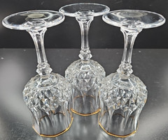 3 Cristal D’Arques Longchamp Gold Water Goblets Set Vintage Crystal Home Bar Lot