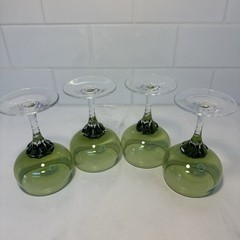 Vintg Sasaki Coronation Hawthorne Jade Green 4 Brandy/Cocktail Glasses 4 oz MCM
