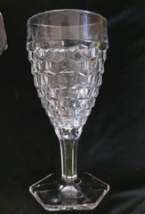 Vintage Fostoria American Clear 6 3/4 Inch Hex Foot Glasses Set Of 8