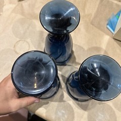 Noritake Sweet Swirl Dark Cobalt Blue Wine Glasses/Goblets (Lot of 3) 7-3/4”