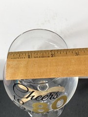 Elegant Cheers to 80 Years Wine Glass Goblet Clear w/ Black and Gold Lettering