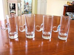CLASSY VTG 4 LENOX USA CRYSAL LOOP HANDLES EXPRESSO IRISH COFFEE CORDIAL GLASSES