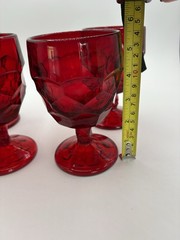 Viking Georgian Ruby Red Glass 6900 Water Wine Goblet 5.5″ Chalice Set Of 4