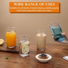 Berglander 4-Pack 14 oz Collins Glasses – Crystal-Clear, Eco-Friendly Drinkware