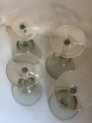 Set Of 4 Vintage Hand Blown Smokey Grey Wine Glasses 8.5” Tall Elegant Goblets