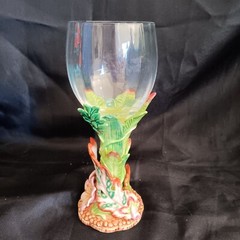 Fitz and Floyd Exotic Jungle Water Wine Goblet Glass Jaquar Leopard Classics NOB