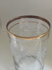 Set of 4 Bartlett Collins Vintage Frosted Grape Vine 22K Gold Trim 8 OZ Tumbler