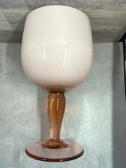 Vintage Carlo Moretti Murano Cased White Pink Blush Wine Glass 10” Italy