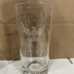 Vintage Set of 4 Glass TUMBLERS 5.75” high 12 ounces Etched Eagle/3 Stars