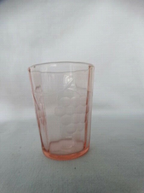 Vintage Standard Glass Pink Panel Optic Cut #6 Grapes Shot Whiskey Glass VGUC