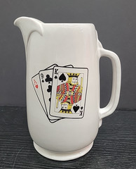 VTG Frankoma Pottery Red Clay Poker Playing Cards Pitcher & Cups – Rare 5PC SET