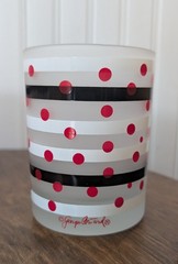 4 VTG Georges Briard Red Polka Dot Black & White Striped 12 Oz Frosted Glasses