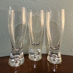 Block Clear Crystal Pilsner Glasses Set of 3 Tapered Etched Base 8″ Tall