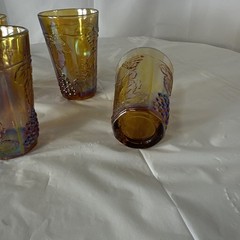 Vintage Indiana Glass Harvest Grape Marigold Carnival Drinking Glasses Set Of 5