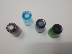 4 etched glass small glasses multiple colors lot sb4/5