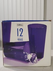 Vtg 12 Libbey VOGUE Cobalt Dark Blue Drinking Glasses 14.5 Oz & 17 Oz Set USA