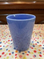 Homer Laughlin Riviera Handled Tumbler Mauve Blue Excellent