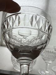 5 Piece Vintage / Antique Cut Glass Wine Rinser With 4 Wine Glasses