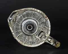 EAPG Clear Pressed Glass Water Pitcher Hobstar & Daisy Pattern Applied Handle