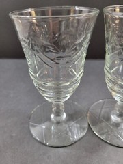 Rock Sharpe Arctic Rose Footed Juice Glasses Set 2 Etched Floral 4.75″