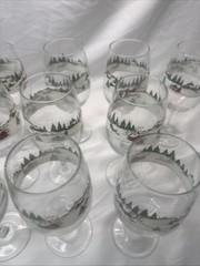 Libbey Currier Ives Wine Glasses Water Goblet Christmas Winter Scene Set of 13