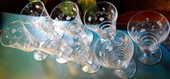 Vtg Set 8 ROCK SHARPE 3005-16 Cut Crystal ARCHED FLOWER Iced Tea Goblets Glasses