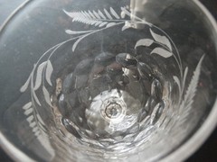EAPG US Glass Co. Honeycomb Fern Etched Water Goblet Very Good Used Condition