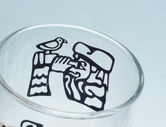5 VTG 1970’S LIBBEY KNOB HILL CARTOON SILHOUETTE BUMPY BOTTOM COMIC ROCKS GLASS