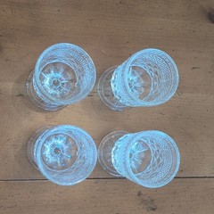 Vintage Glasses Anchor Hocking Wexford Glass Diamond Cut Pattern Set Of 4