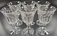 6 Imperial Glass Old Williamsburg Clear Water Goblets Vintage Stemware Retro Lot