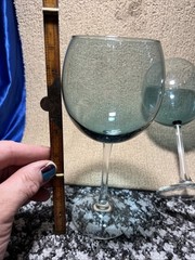 Teal Kaleidoscope Balloon wine glasses Vintage