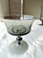 Gorham Crystal Elegance Smoke (Grey) Tall Sherbet/Champagne Wafer Stem