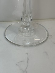 2 Signed Oscar de la Renta TIFTON 9″ Vertical Cut Crystal CHAMPAGNE Glass