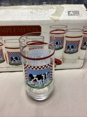 8 Century Fannie’s Farm 16 Oz Tumbler Glasses Set Cow Country Kitchen Lot