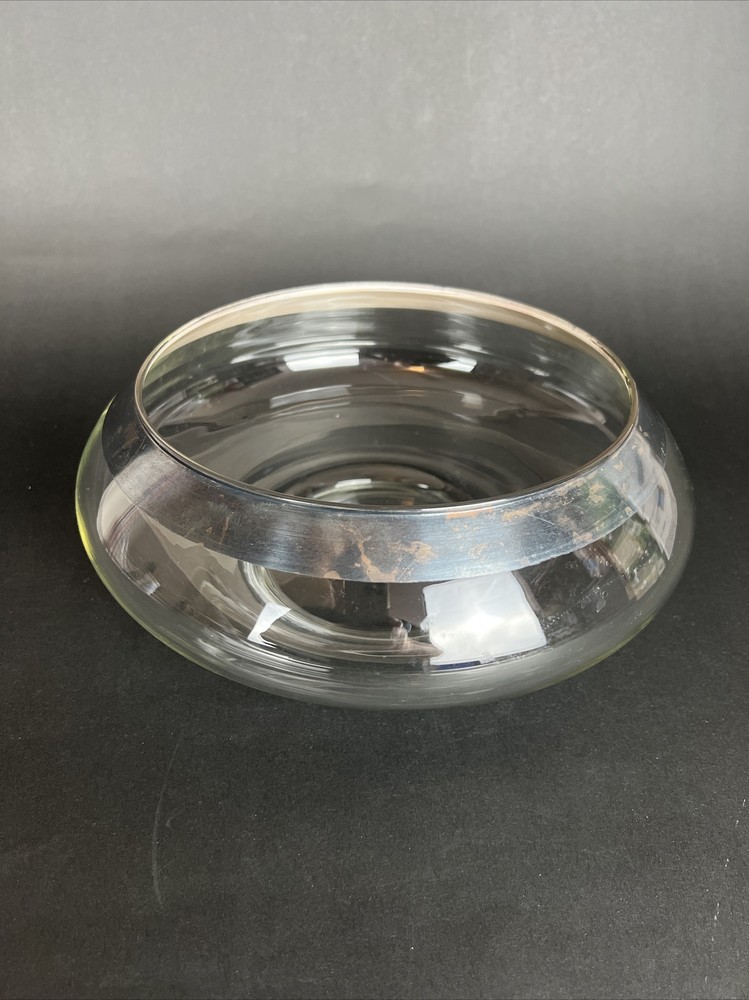 Dorothy Thorpe Allegro Silver Band Rim 11 inch Cupped Serving Bowl, Super Rare