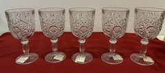 SET OF 5 Libbey Hobstar “Star of David” Clear Glass Goblets New Sticker Tags