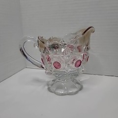 Rare Antique Edwardian Bulls Eye and Daisy Ruby Amethyst Pattern EAPG Set of 6