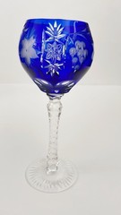 Nachtmann Traube Tall Hock Wine Glass Cobalt Blue 8-1/4″ Cut to Clear Crystal