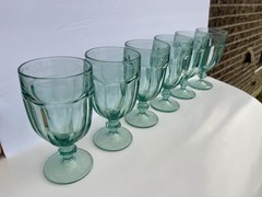 Set of 6 Libbey Duratuff Gibraltar Spanish Green Ice Tea/Water Glasses Goblets