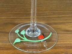 Set of (4) Lenox Butterfly Meadow Hand Painted 9.25″ Wine Glasses, Lady Bugs