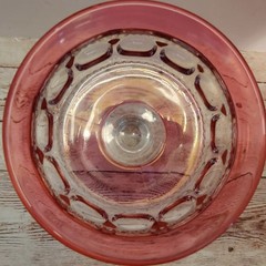 Kings Crown Ruby Red Rim Thumbprint Tiffin Glass Sherbet Dessert Dish Set 4 VTG