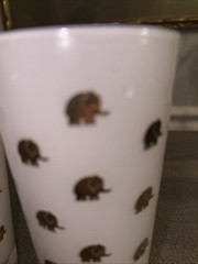 Vintage MCM White Glasses With 22k Gold Elephants Throughout Beautiful!