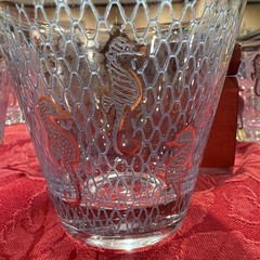 Rare MCM Culver Blue Fishnet 22K Gold Seafare “Seahorse” Rocks Glasses Set of 6