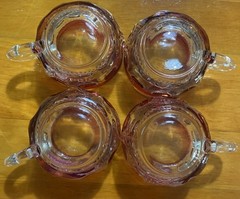 KINGS CROWN CRANBERRY Flashed TEA COFFEE CUPS TIFFIN-FRANCISCAN Set/4