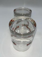 Vintage 2 Anchor Hocking Poinsettia and Ribbon Rocks Glasses Christmas Barware