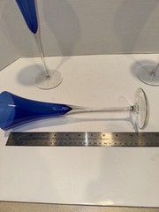 3 Blue 10 3/4 Flared Champagne Flutes