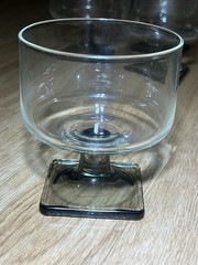 Vintage 9 MCM Federal Glass Nordic Midnight Smoked Gray Square Pedestal Base Set