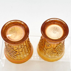 Antique Northwood Marigold Carnival Glass Grape Arbor Tumblers Set of 2 SIGNED