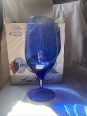 4 Luigi Bormioli Michelangelo Blue 19oz Goblet Set Maxi Drink Glasses