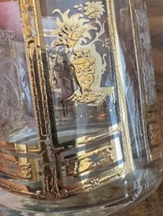 Vintage MCM Culver 22k Gold Asian Themed Low Ball Glasses Set of 6
